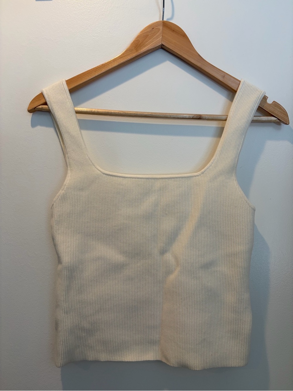 Reformation Cream Ribbed Square-Neck Tank Top - Size S